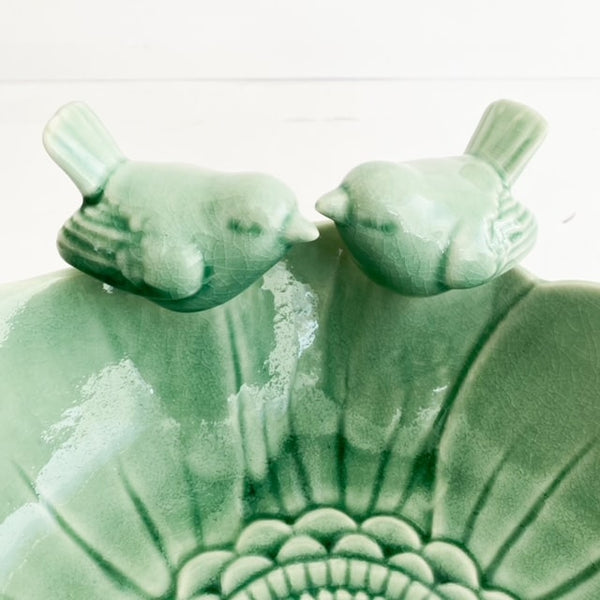 PLATO TURQUESA DE CERÁMICA DISEÑO MANDALA 2 PAJAROS