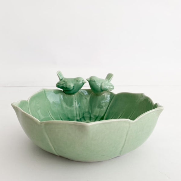 PLATO TURQUESA DE CERÁMICA DISEÑO MANDALA 2 PAJAROS