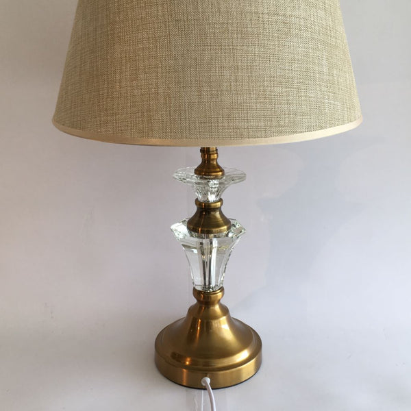 LÁMPARA DE CRISTAL COLOR BRONCE DOBLE INTERRUPTOR ALTO 56 CMS