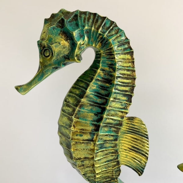 SET DE 2 CABALLOS DE MAR VERDE AMARELO DECORATIVOS