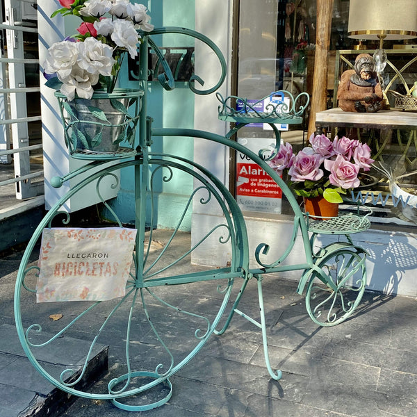 BICICLETA ESTÁTICA DE HIERRO VERDE DECORATIVA TAMAÑO REAL