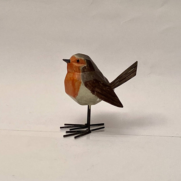PAJARO DECORATIVO NEGRO CON ROJO DE CERAMICA
