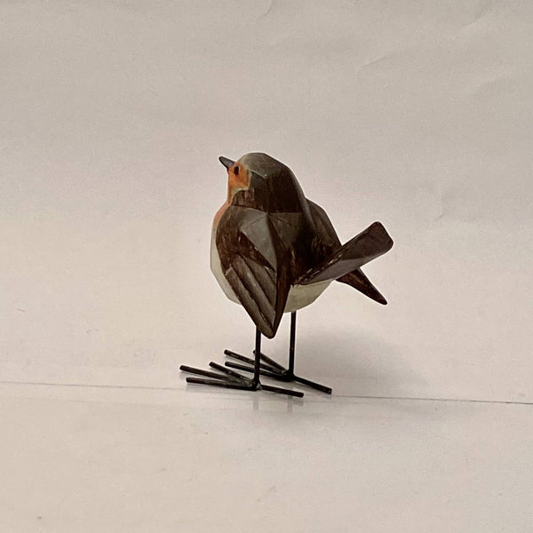 PAJARO DECORATIVO NEGRO CON ROJO DE CERAMICA