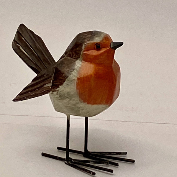 PAJARO DECORATIVO NEGRO CON ROJO DE CERAMICA