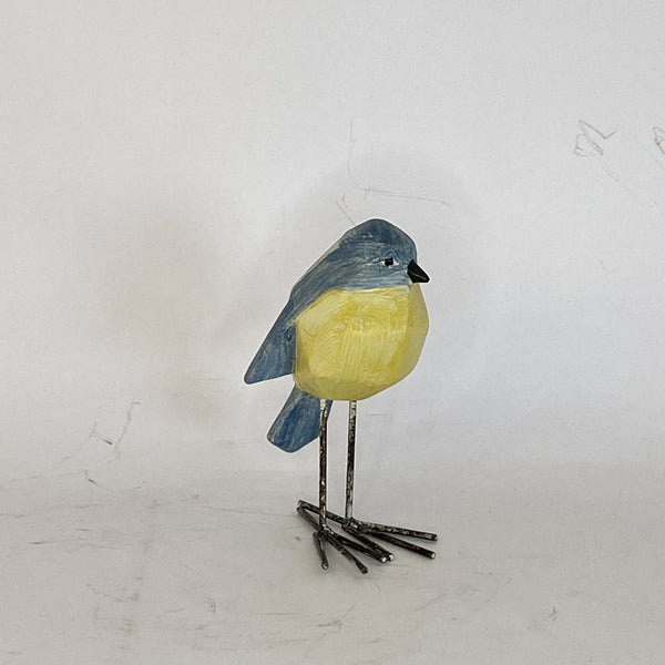PAJARO DECORATIVO TURQUESA  CON AMARILLO DE CERAMICA