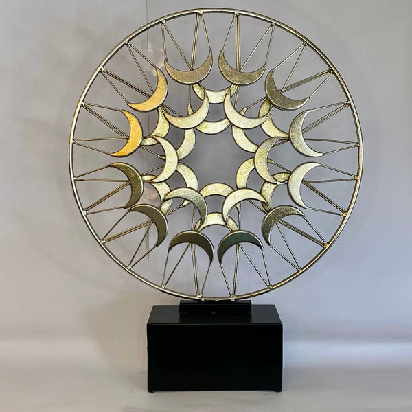 FIGURA DECORATIVA LUNAS PLATA Y DORADO ALTO 63 CM