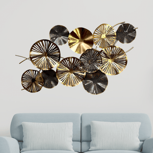CUADRO MURAL METÁLICO TURQUESA Y DORADO DE 101.5 CM