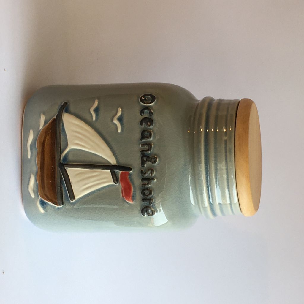 JARRO CERÁMICA MARINO  GRIS TAPA MADERA