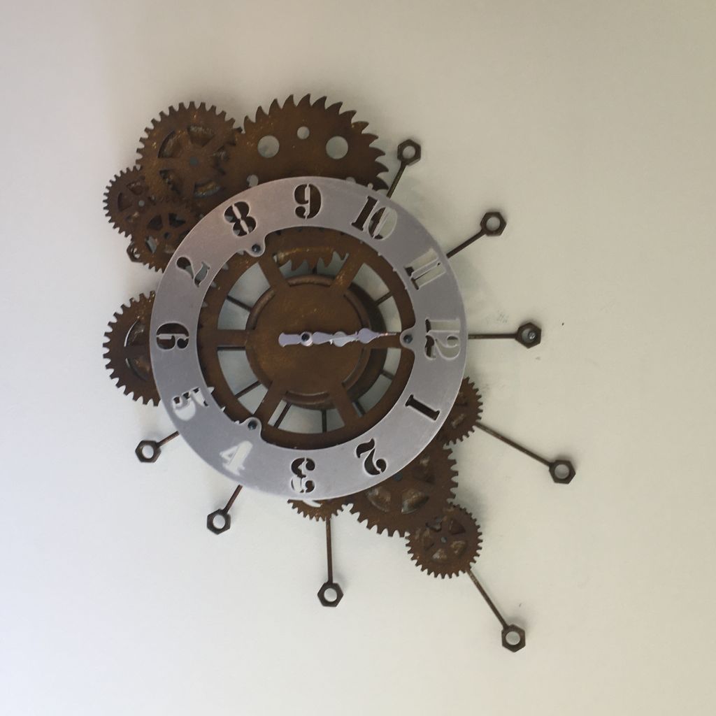 RELOJ  INDUSTRIAL ÓXIDO Y PLATA 45 X 66 CMS ANCHO