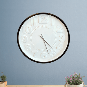 RELOJ DE PARED NEGRO Y ESFERA BLANCA