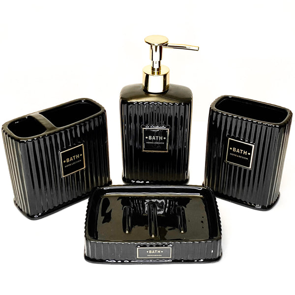 SET BAÑO LUXURY 4 PIEZAS  NEGRO