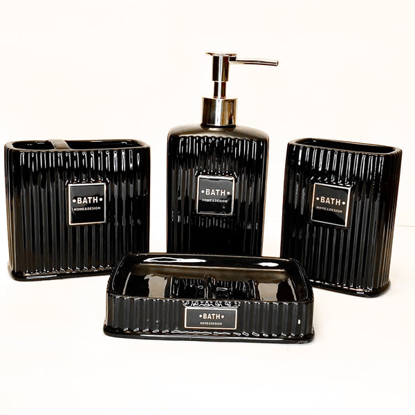 SET BAÑO LUXURY 4 PIEZAS  NEGRO