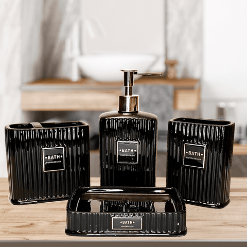 SET BAÑO LUXURY 4 PIEZAS  NEGRO