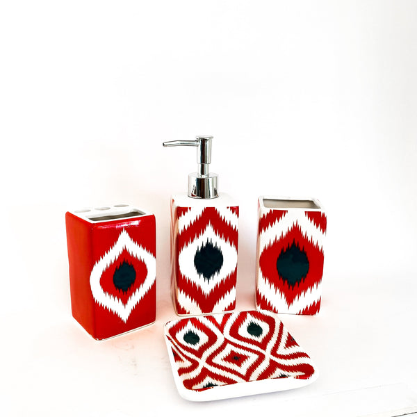 SET BAÑO MEDITERRANEO ROJO 4 PIEZAS