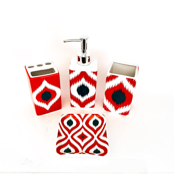 SET BAÑO MEDITERRANEO ROJO 4 PIEZAS