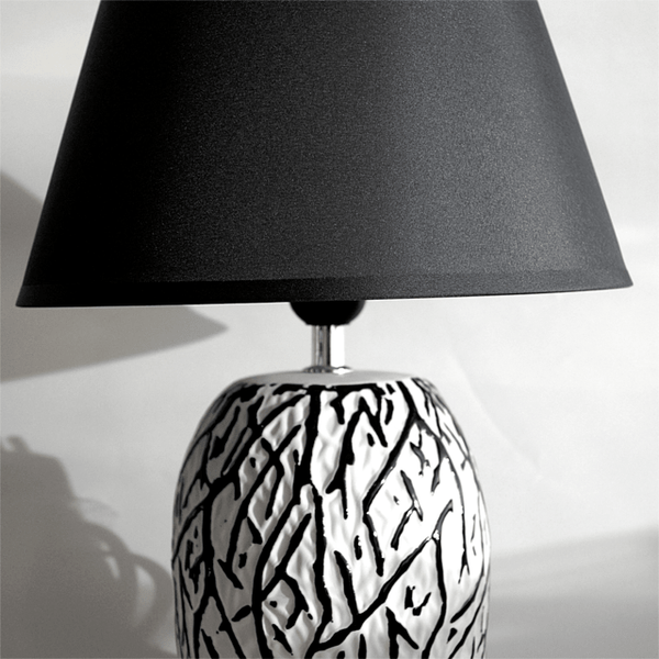 LÁMPARA DE CERÁMICA DISEÑO RAMAS BLANCO/NEGRO