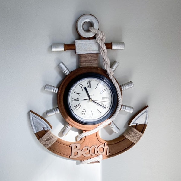 RELOJ ANCLA MADERA BEACH