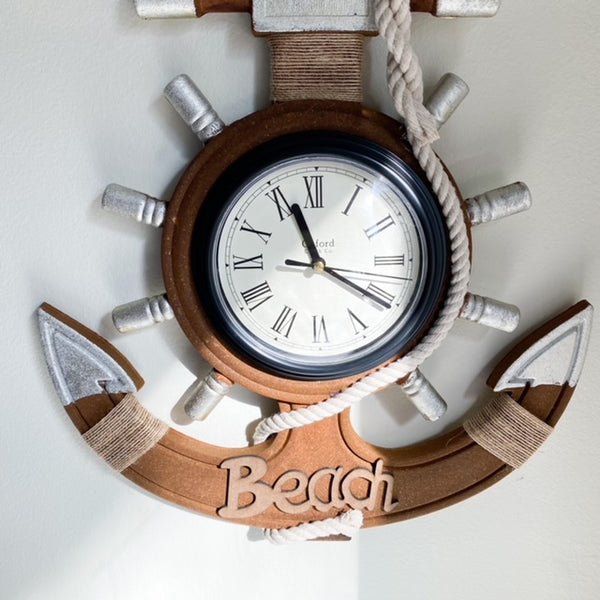 RELOJ ANCLA MADERA BEACH